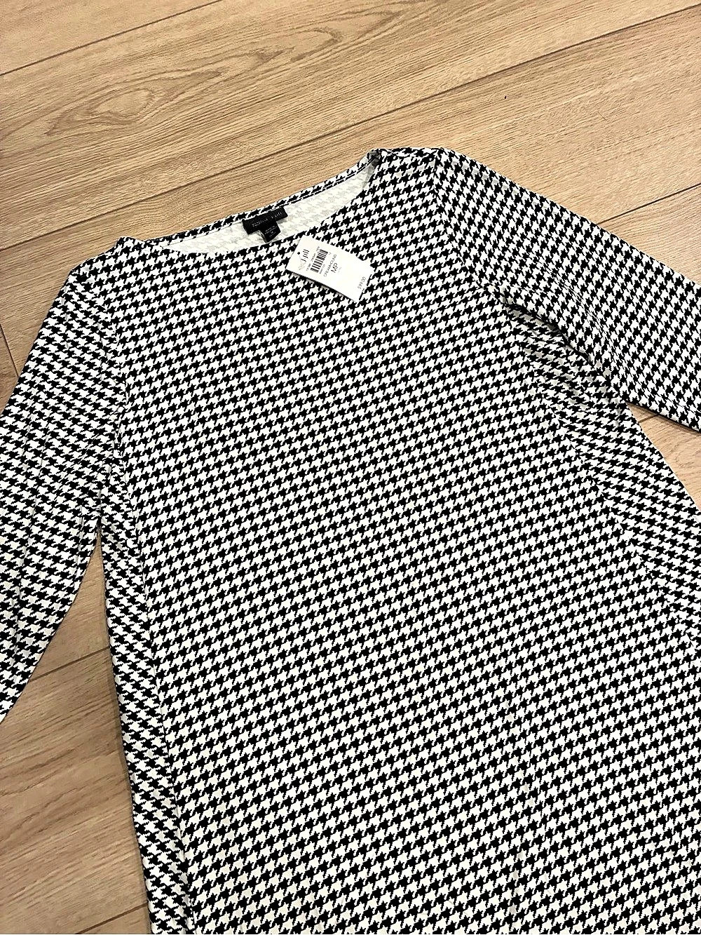 NWT J. Jill Women’s Houndstooth 3/4 Sleeve Trapeze Dress Size MP